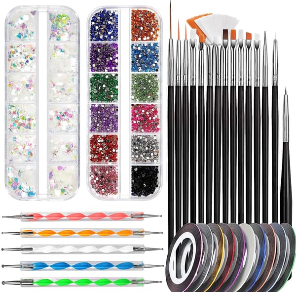 ##/(Svart) Nagelkonstdesign Tillbehör Nagelkonstborste Set##/