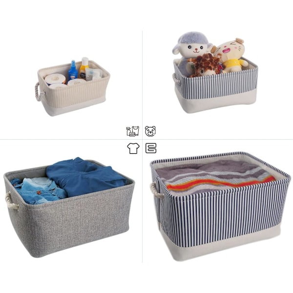Foldbar Opbevaringsboks (36CM*26CM*16CM) Tyk Canvas med Tovhåndtag