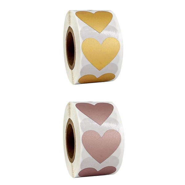 &2 Rolls Heart Stickers Kraft Paper Adhesive Labels Scrapbooking&