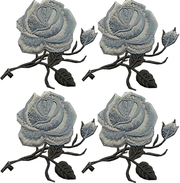 4 stk Rose Broderte Stryke-på Klærlapp Striper T-skjorter