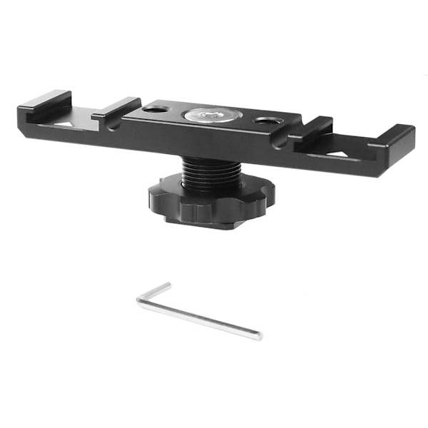 ##/Hotsko Mount Beslag Dobbelt Hotsko Forlængelsesstang Aluminium Monteringsplade Adapter Dobbelt Forlængelse Hotsko til LED Videolys Skærme##/
