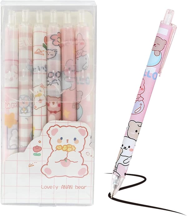 ##/Paket med utdragbara gelpennor, söta Kawaii kullagerpennor 0,5 mm svart ##/