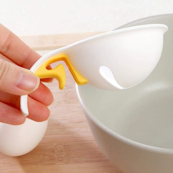 Mini Eggeplomme- og Hvite-Separator med Plast-Silikonholder Hvit