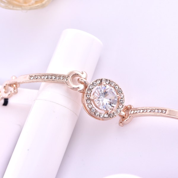 /#/Large round diamond bracelet, sparkling bracelet，Rose gold/#/