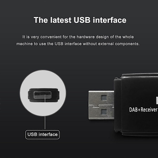 Bil DAB Digital Radiomottaker Full Frekvens Lavt Strømforbruk Plug-Play Auto Universal DAB-boks