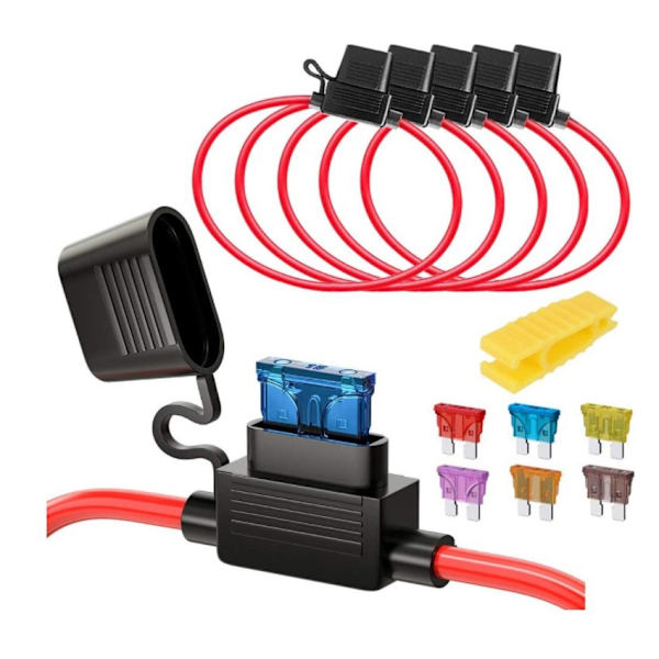 5 stk. 16AWG Vandtætte Stiksikringer med Medium Blad og Ledning
