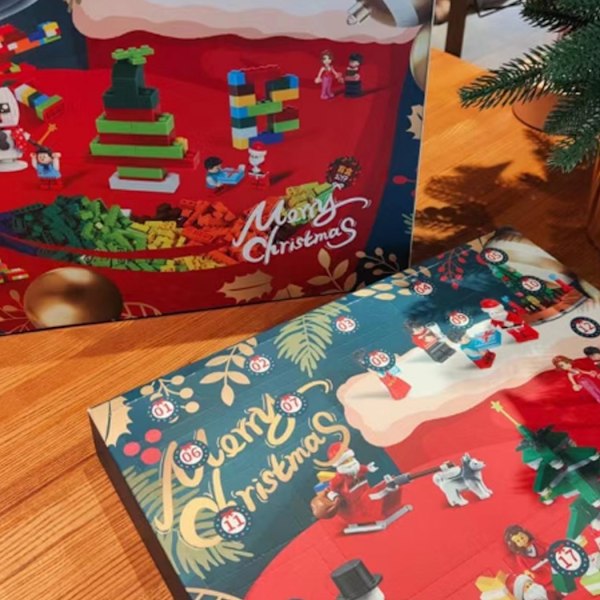 Jul adventskalender, 24 dagars nedräkning, byggklossleksaker