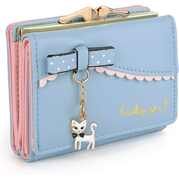 Wallet for Girls Cute Cat Vegan Leather Small Women Card Hol