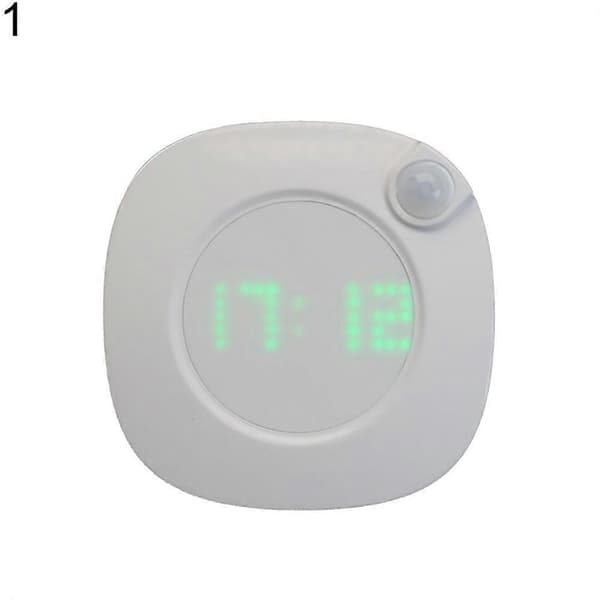 LED Bevegelsessensor Nattlys Digitalt Klokkeslett Soverom Baderom Lampe 1