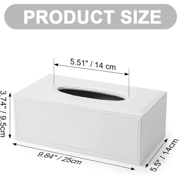 Pure White Modern 25*14*9.5cm Leather Tissue Box