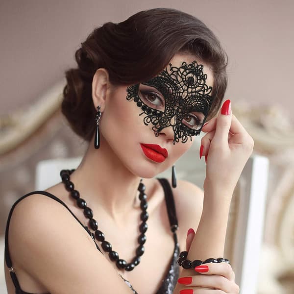 /#/5/#/(Sort) Kvinde Halloween Blonde Halvmaske med Katteører Hovedbånd C/#/