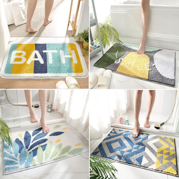 Badematte, 50*80cm - Sklisikker Badematte, Myk Mikrofiber Dusjmatte, W