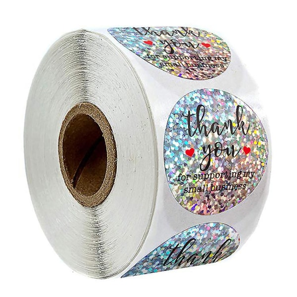 2x500 st. jul-klistermärken rulle?etikett paljett laser tack för affärer tack presentförpackning&