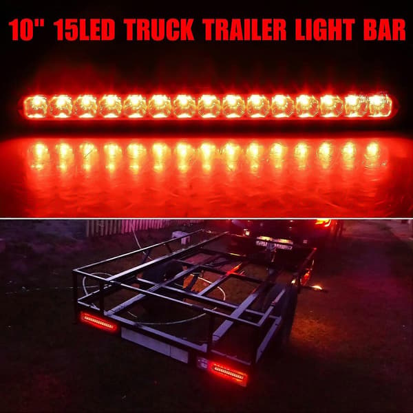 10V?30V 15LED Bremselys Blinklys Baklys IP67 Vanntett for Lastebiler Semi Cargo Båt Tilhengere Rød