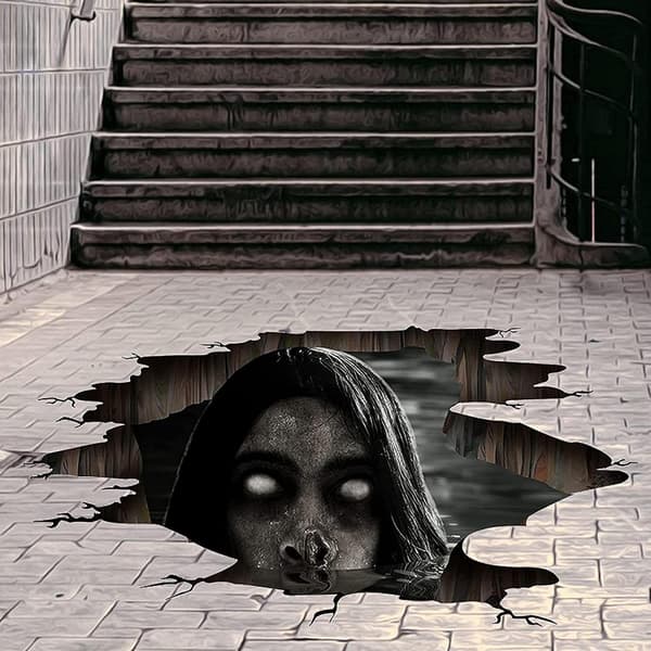 ##/3D Halloween golv- och väggdekaler, avtagbara Halloween-spöken##/