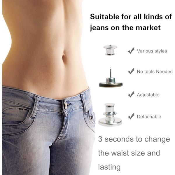 15 stk Jeansknapper, Sømløse DIY Metallknapper Avtakbare Jeans