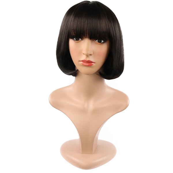 ##/Lys Brun 1 Del Kort Bob Rett Syntetisk Flat Bangs Varmebestandig Vanlig Parykk##/