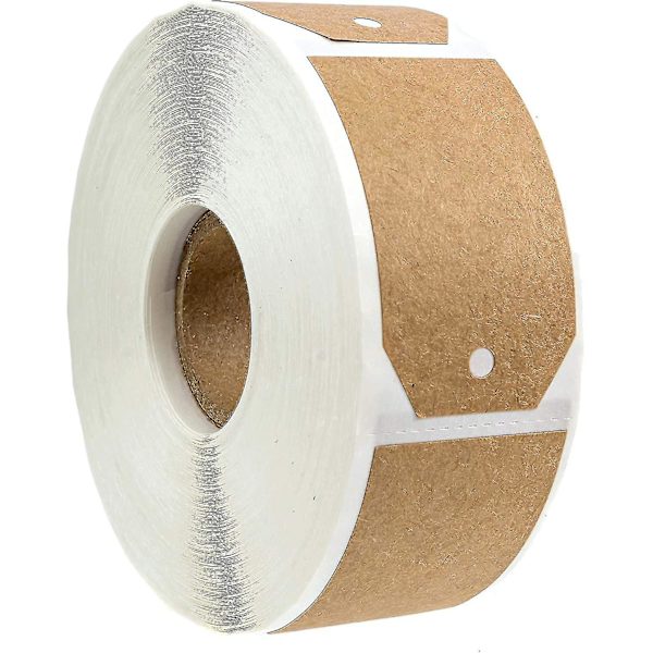 1,15\" x 2\" Luonnonruskeat Kraft-lahjakorttiteipit, 2 rullaa, 300 tarraa rullassa