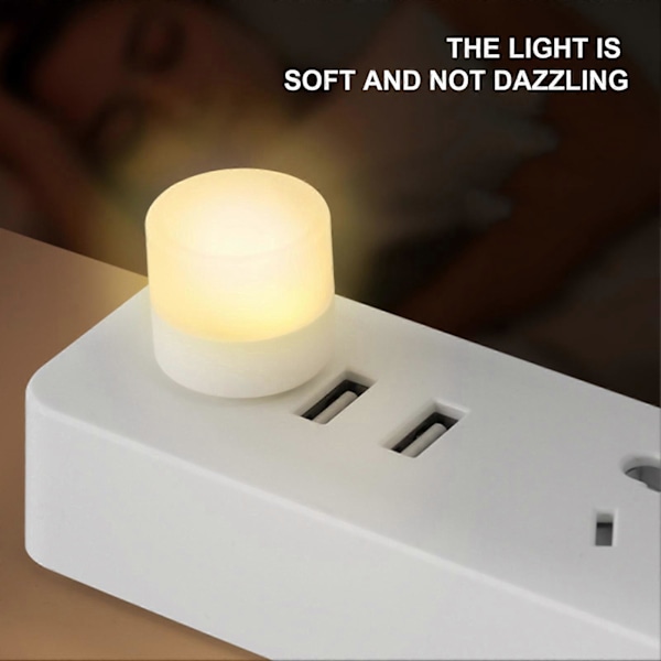 2 stk. Nattlys Øyebeskyttelse Ikke-blendende Plast LED Sengelamper USB Mini Leselamper Dekor Bursdagsgave White Light.