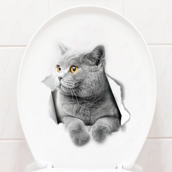 /#/Väggdekorationsobjekt katter kattungar väggklistermärke toalettset med 2/#/
