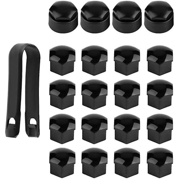 20 kpl 17 mm korkealaatuisia pultti- ja mutterisuojia (4 kpl lukituskorkkia + 16 kpl tavallista korkkia)