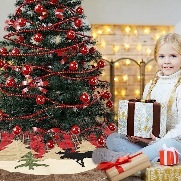Rødbrunternet juletræstæppe - 105 cm, juletræspynt