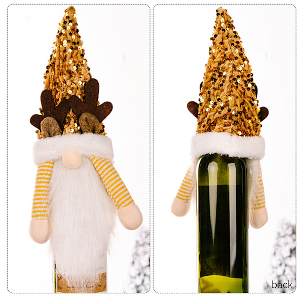 3 × Julevinflaskeinnpakning, glitterhette, julevingave