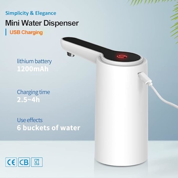 ##/Mini Smart USB Bunnlader 5 Gallons Flaskevannrenser Drikkbart Vann Kald Automatisk Fristående Bærbar Vannkjølerpumpe##/