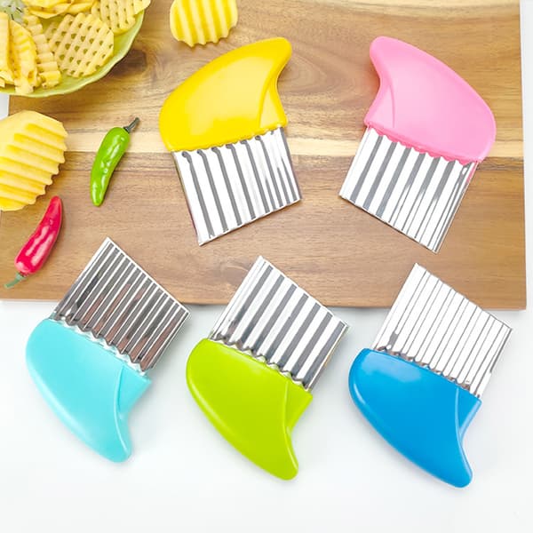 5 st Potatischipskutter i Rostfritt Stål med Vågig Blad Chips Cutter Crin