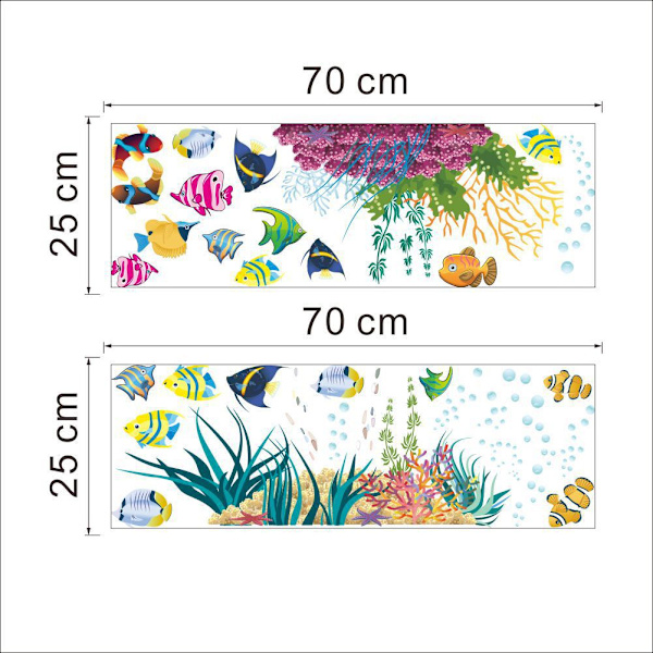 ##/Veggdekor for barn - Fiskeakvarium, hav-klistremerker, veggklistremerke for baderomfliser, barnerom, gutt og jente##/