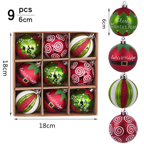 ##/Joulupallosetti, 6cm, 9kpl joulupalloja##/