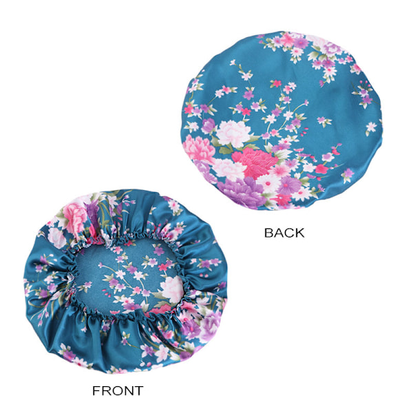 Blød elastisk natteskørt med blomsterprint (blå) med elastisk bånd