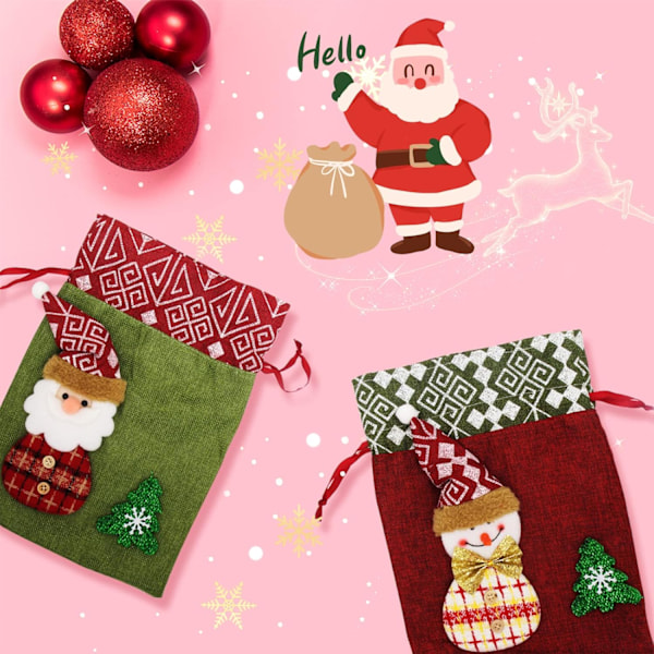 ##/2-pack Julklappspåsar med dragsko, Återanvändbara tygpåsar, P##/