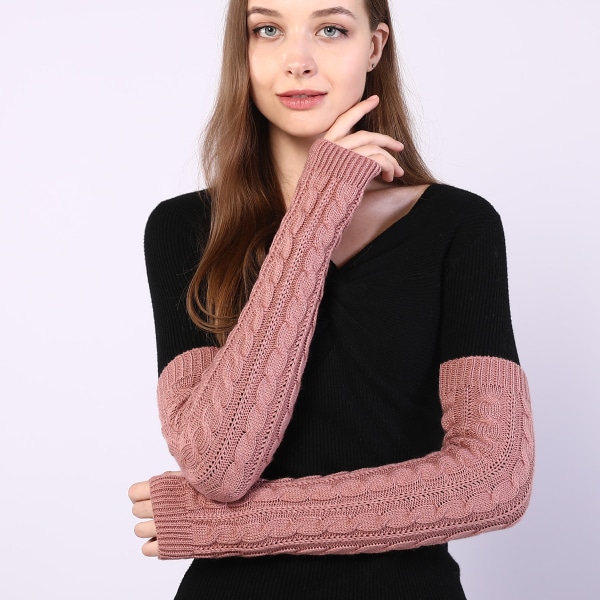 #Women's Cashmere Knit Warmer Albuelængde Tommelfingerhul Fingerløs#