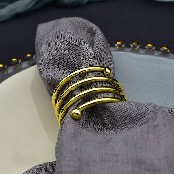 Servettring (12-pack spiral, guld), 12-pack metall servetspänne