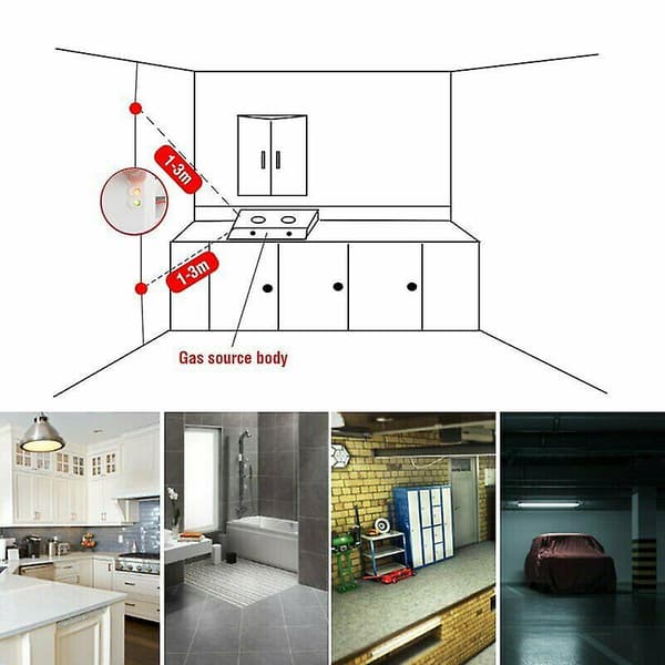 12V Gasdetektor Sensor Alarm Propan Butan LPG Naturlig Autocamper