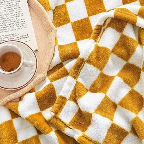 ##/Gul Blød Plaid Flanel Sofa Plaid Blød (70x100 cm)##/