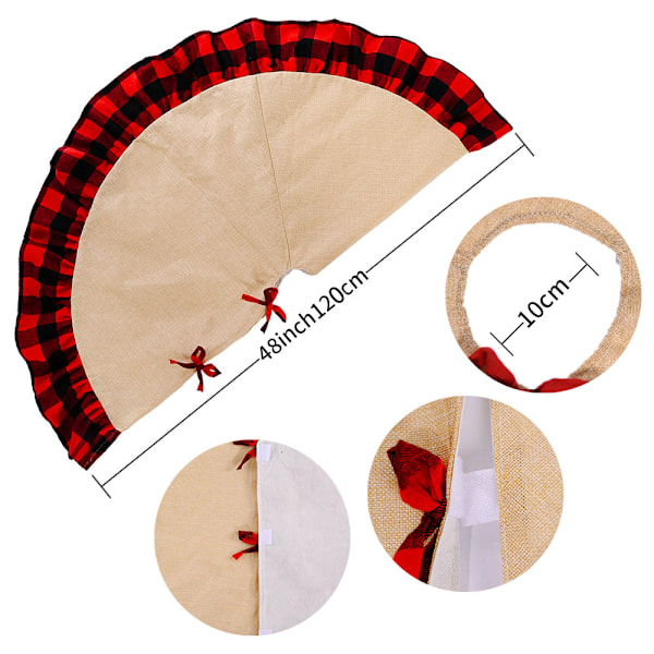 ##/Ternet Hamp Juletræsskørt - Rød Sort 120cm, Juletræ##/