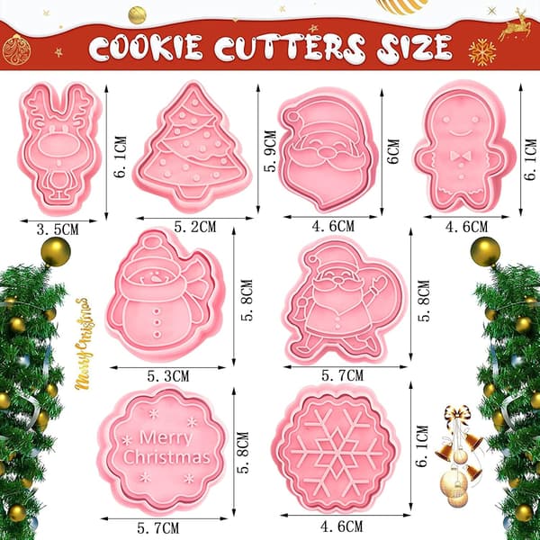 ##/Jul-Pepparkaksformar Set med 8, 3D Plast Pepparkaksformar, Barn##/