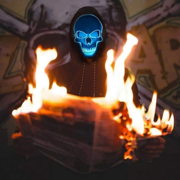 LED Mask, Halloween Mask EL Wire Mask Ljus Horror Mask Cosplay H