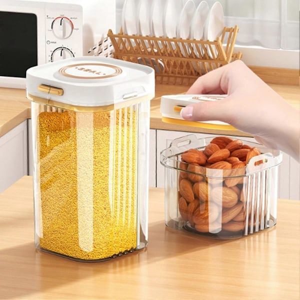 Gjennomsiktig Forseglet Matbeholder Lufttett Lås Lekkasjesikker Støvtett Fuktsikker Ris Korn Melkepulver Beholder Snacks Te Oppbevaringsboks 950ml