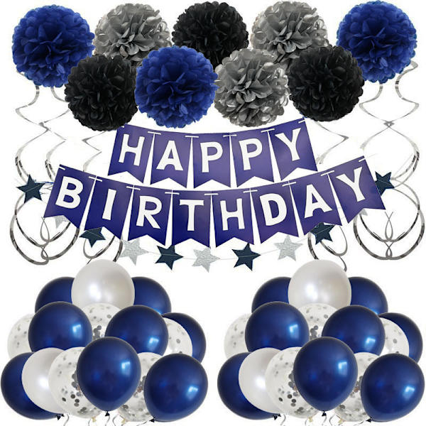47 stycken (mörkblå ballongset) Helium Latexballonger för