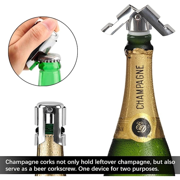 Champagnepropp, 6 st. Rostfritt Stål Champagnepropp Håll Y