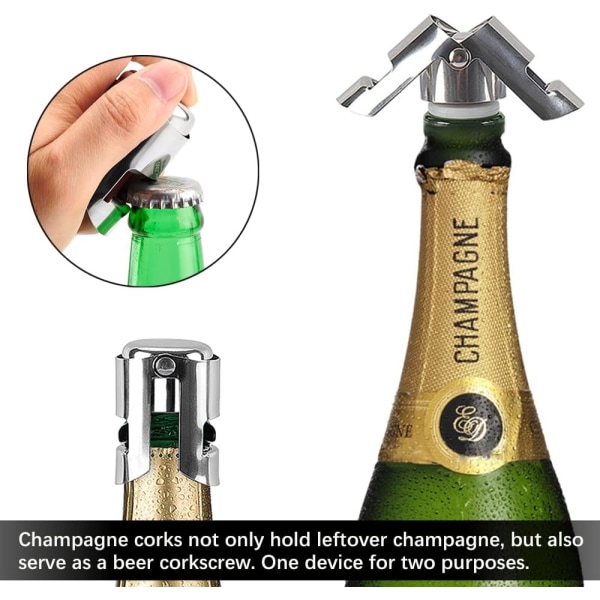 Champagnepropp, 6ST Champagnepropp i rostfritt stål Håll Y
