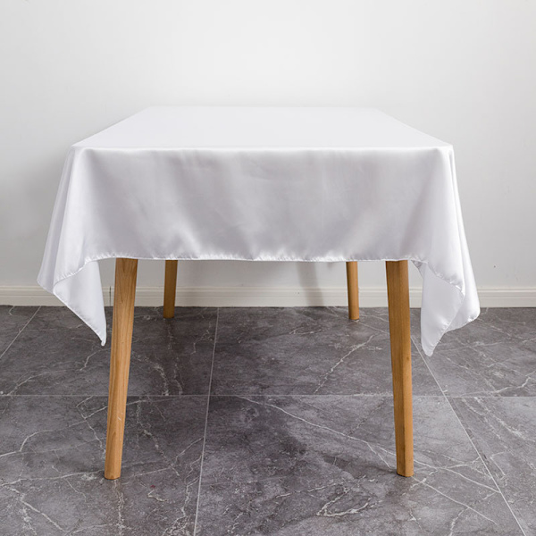 Glansende ensfarvet rektangulær dug (Hvid 145cmX220cm), Wa