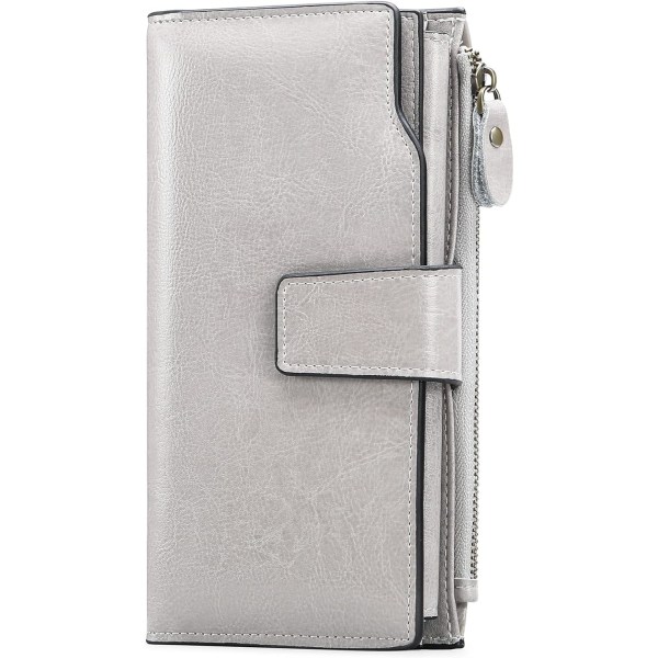 Light gray Women's Leather Wallet Large Capacity Women's Coin Pu