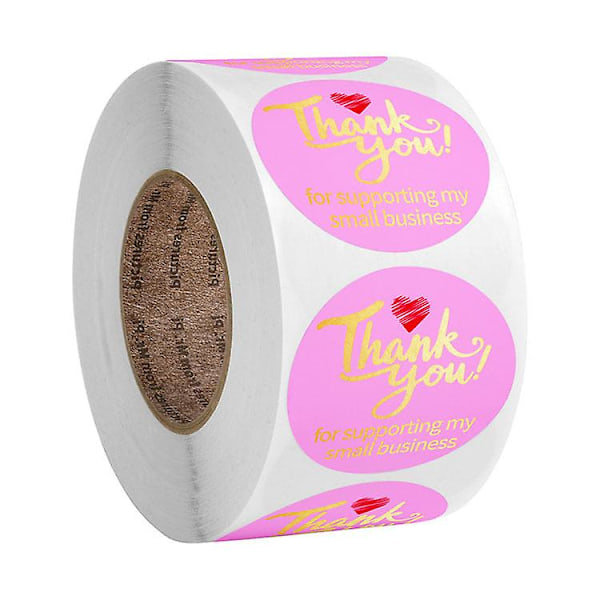 2x500 stk. julemærker rulle?etiket pink og bronze tak virksomhed tak gave&