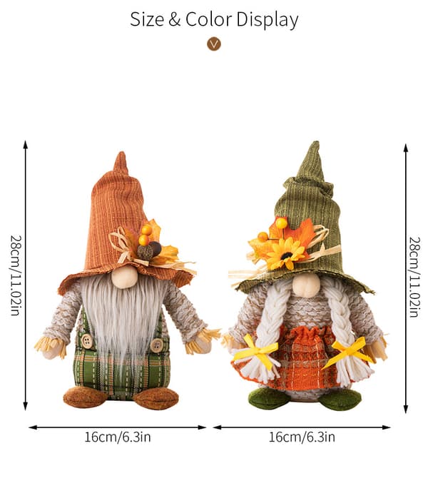 Par af Nissefigurer Thanksgiving Dekorationstilbehør, Høst