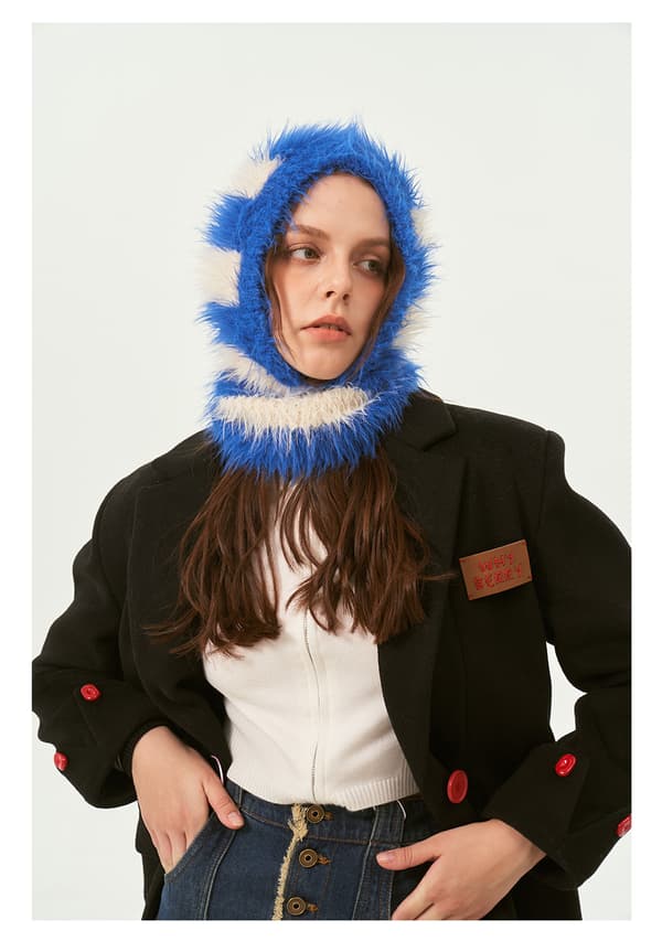Fusk pelsstripet lue - Blå, Design Niche Section Pullover Ull