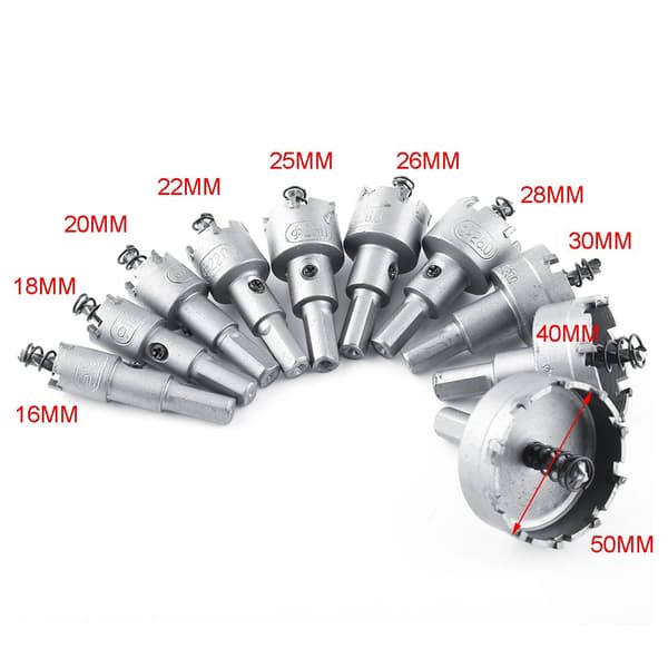 10 stk. 16-50 mm HSS Bor Bits Hull Sag Sett Karbid Tips TCT Kjerne Me